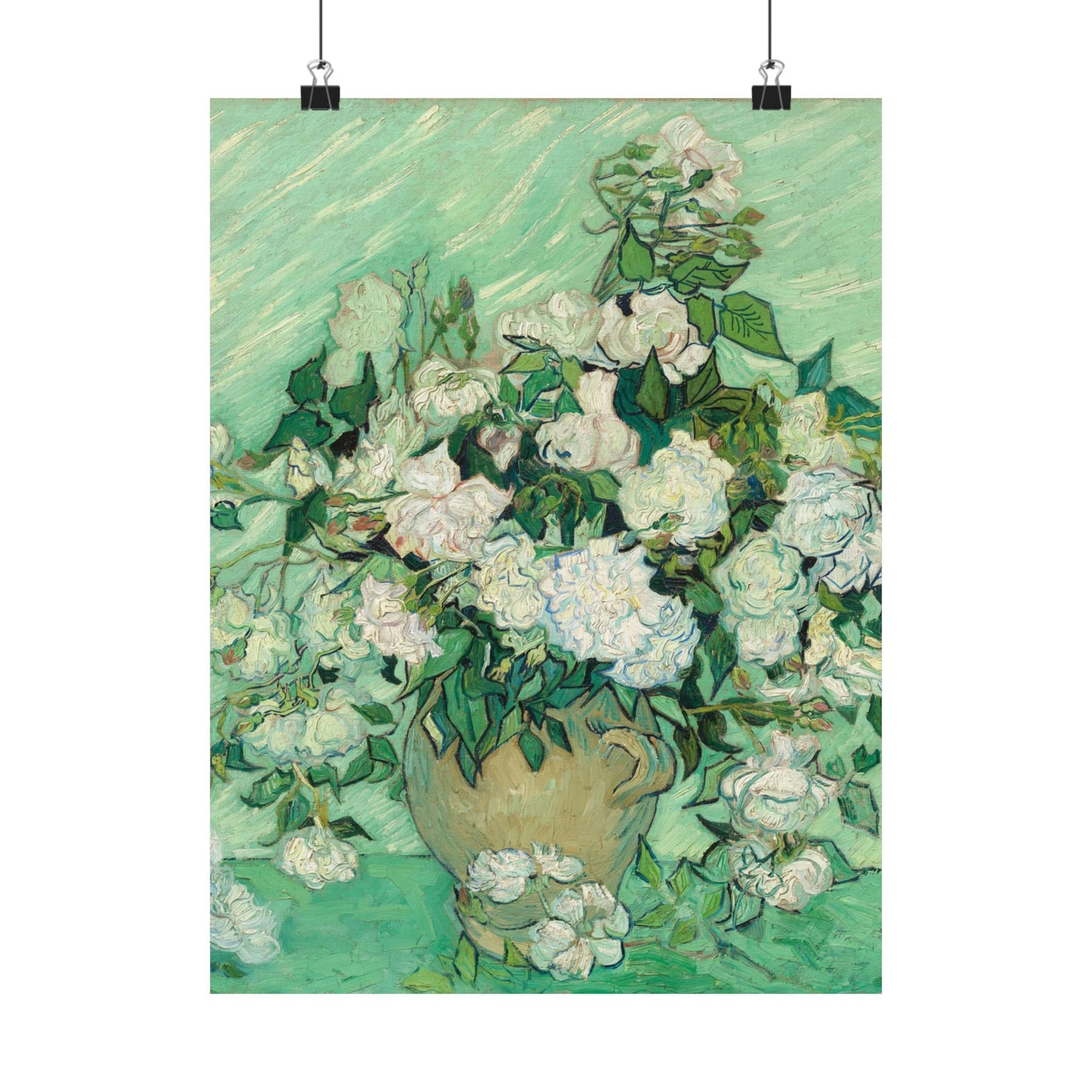 White Roses Painting - Fine Art Prints - Vintage Painting Prints - Elegant Floral - Matte Vertical Poster - White Roses Art Print