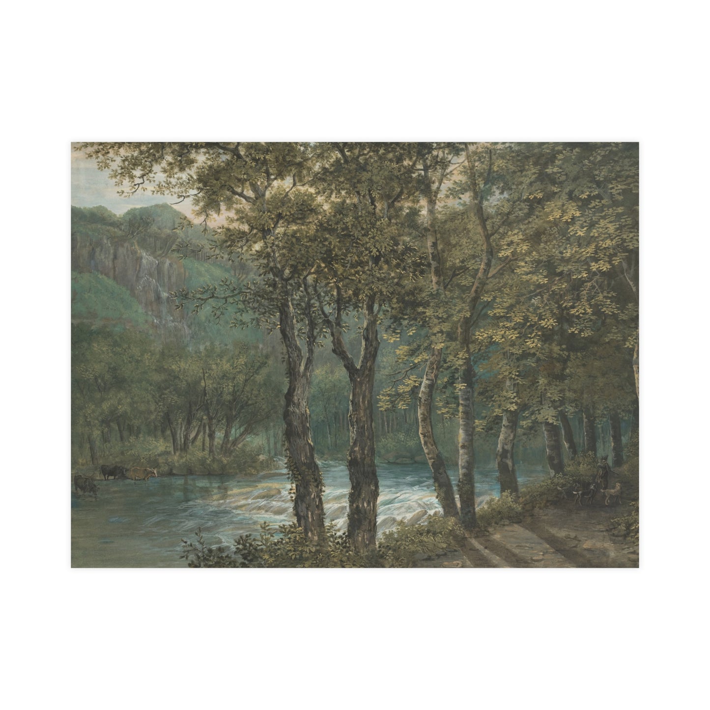 Sunlight Through Trees River Sihl - Forest Landscape Fine Art Poster