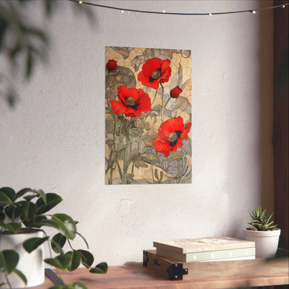 Pretty Poppy Fine Art Print - Floral Matte Vertical Poster – Artwork for Home Décor