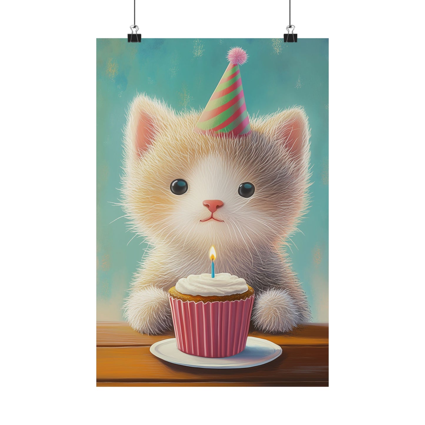 Cute Kitten Birthday Poster - Cat Café - Whimsical Animals - Adorable Kitten Wall Art