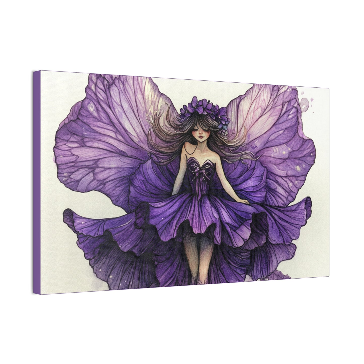 A Violet Affair - Fairies & Flowers Collection - Wall Art - on Canvas