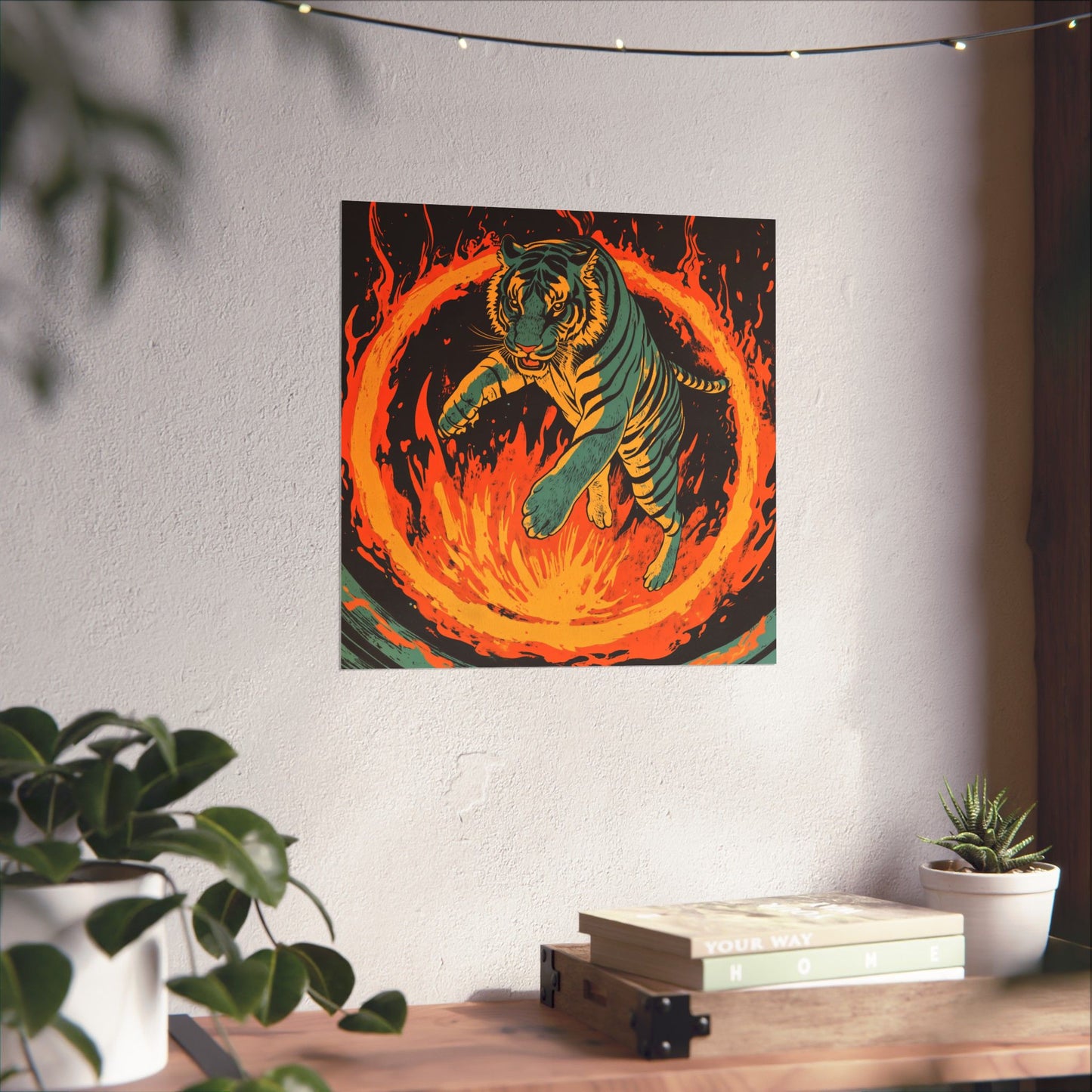 Unleashed - Tiger Jumping Through A Ring of Flames - Matte Vertical Poster - Eye-Catching Wall Art