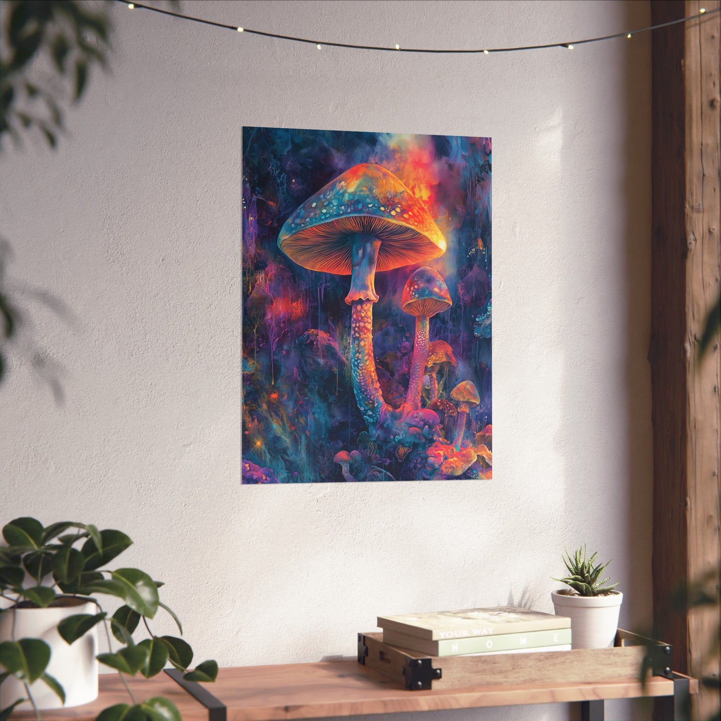 Trippy Mushrooms Poster - Psychedelic Wall Art - Vibrant Fine Art Print - Bedroom Posters - Home Décor