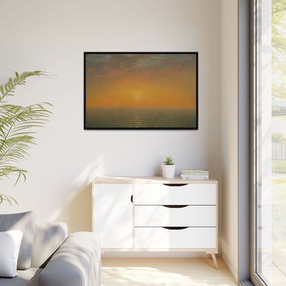 John Frederick Kensett : Sunset on the Sea (1872) - Museum Collection - Framed Canvas Print