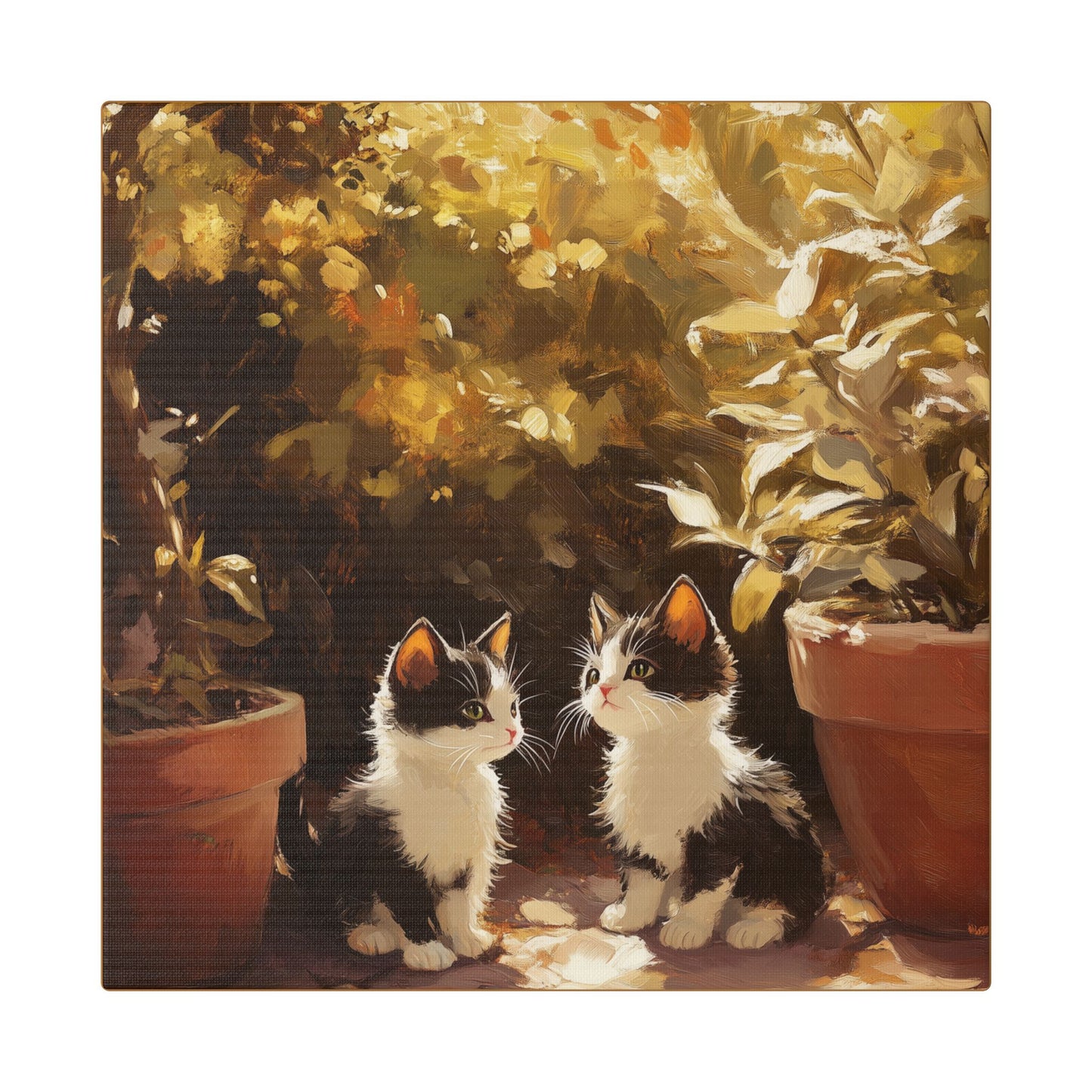 Kittens Conspire  - Garden Friends Series - Fine Art Print on Canvas