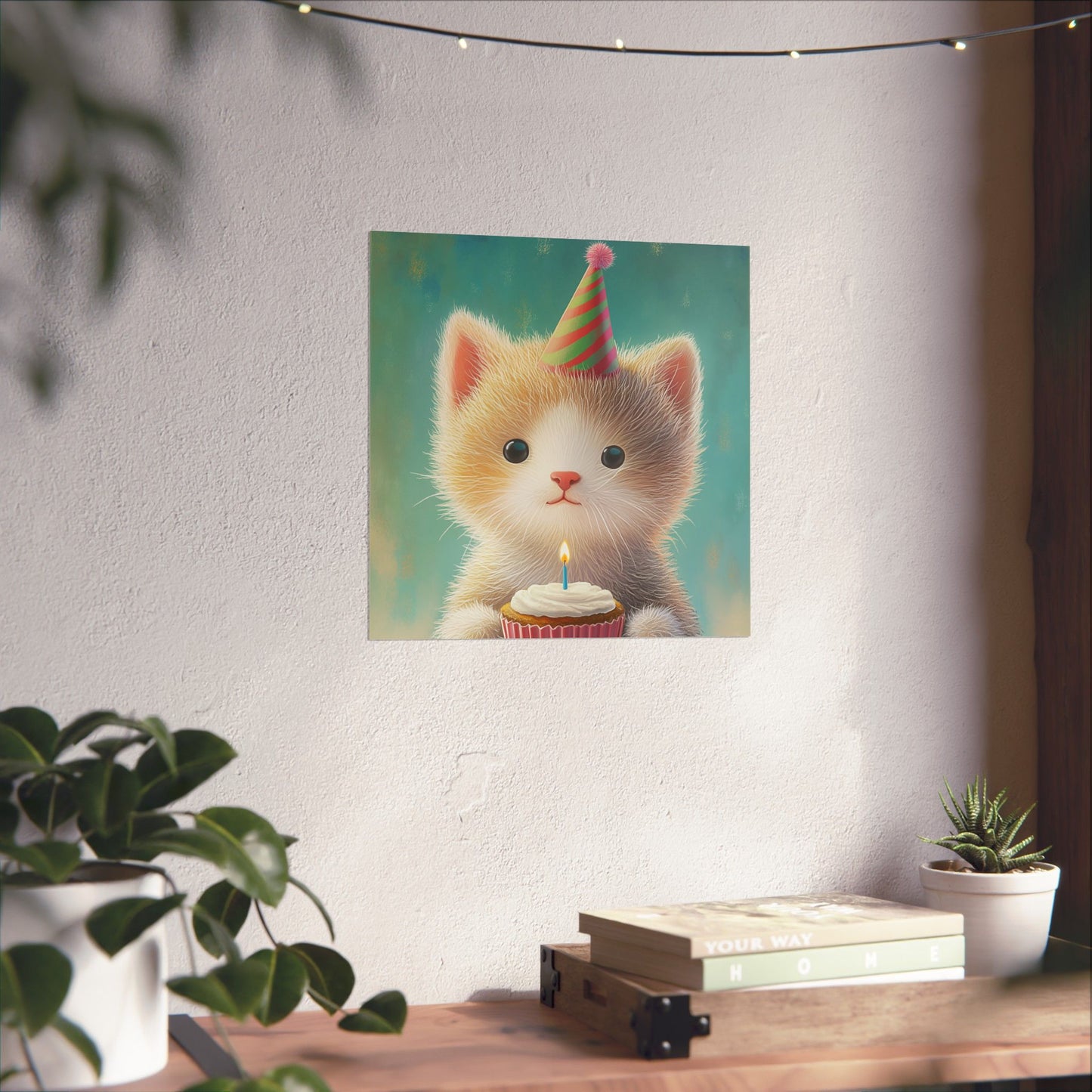 Cute Kitten Birthday Poster - Cat Café - Whimsical Animals - Adorable Kitten Wall Art