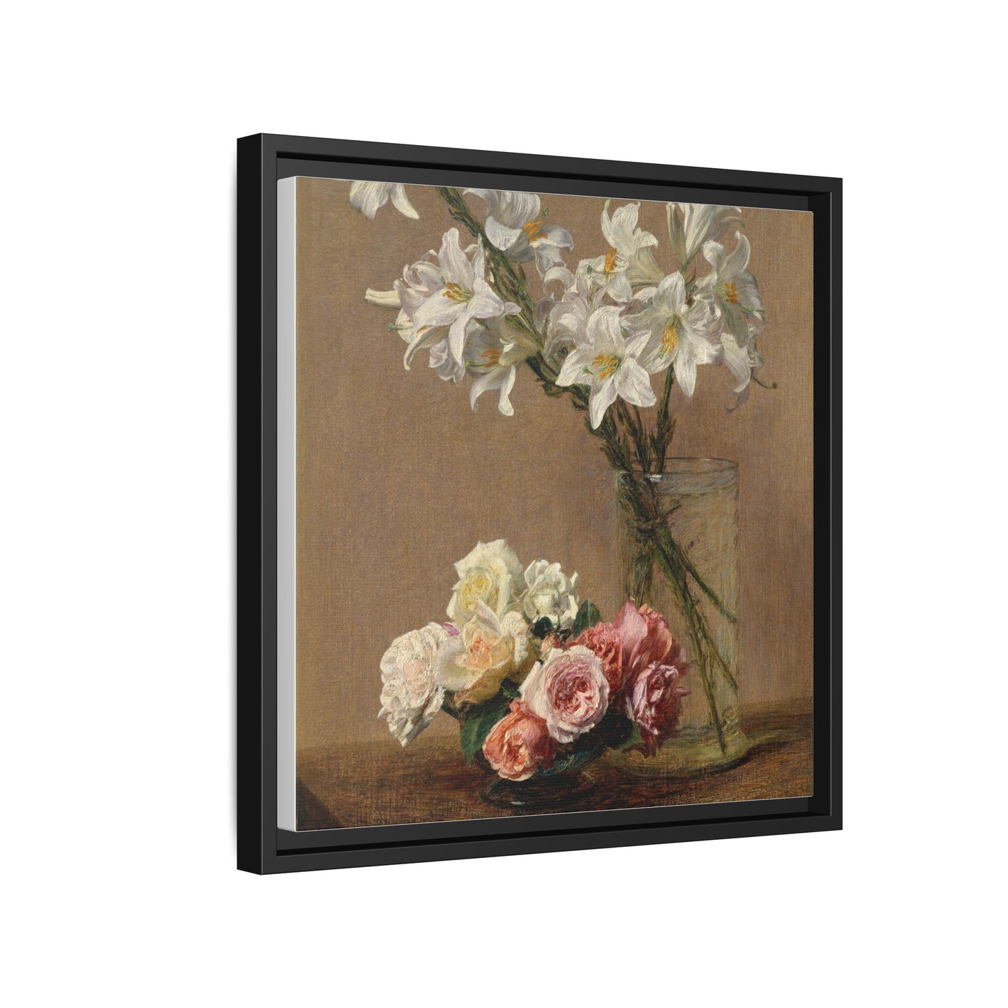 Henri Fantin-Latour : Roses and Lilies (1888) - Giclee Fine Art Print - Museum Collection Framed Canvas Print