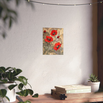 Pretty Poppy Fine Art Print - Floral Matte Vertical Poster – Artwork for Home Décor