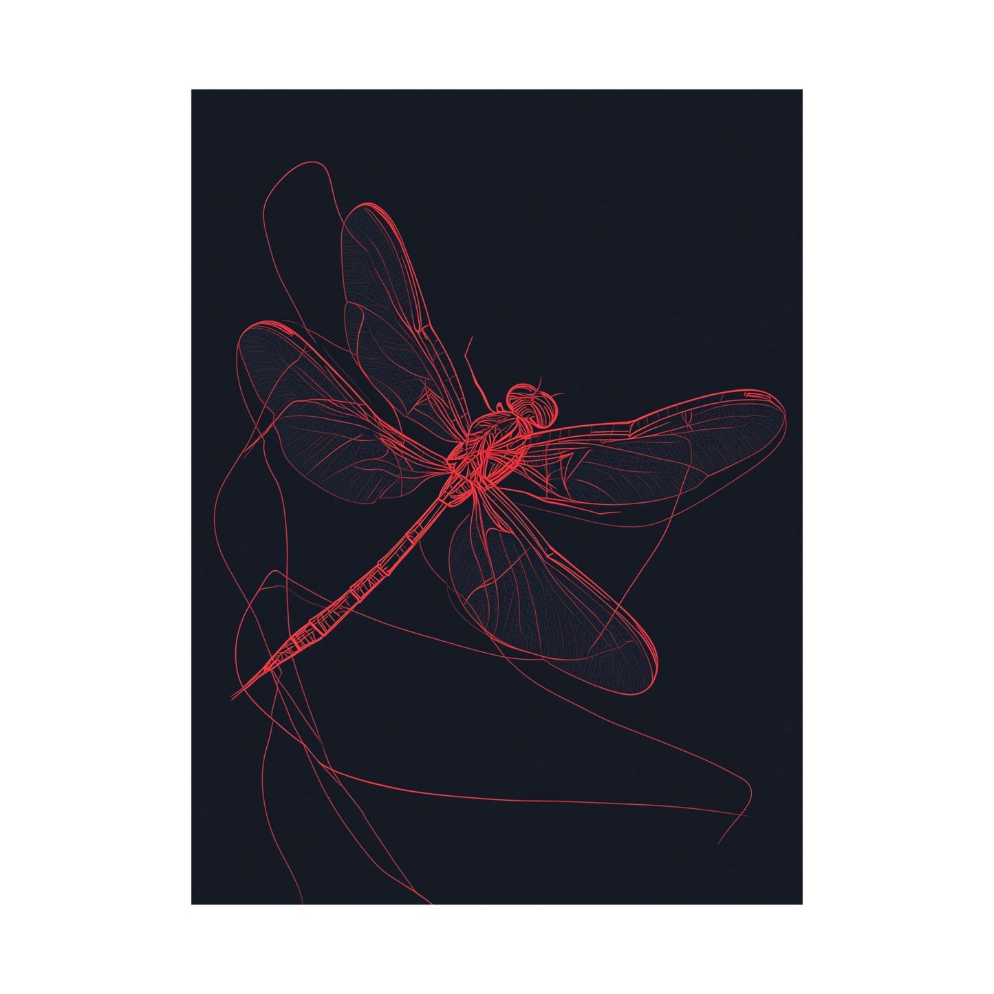 Red Dragonfly Fine Art Print -  Matte Poster – Modern Wall Art for Nature Lovers - Minimalist