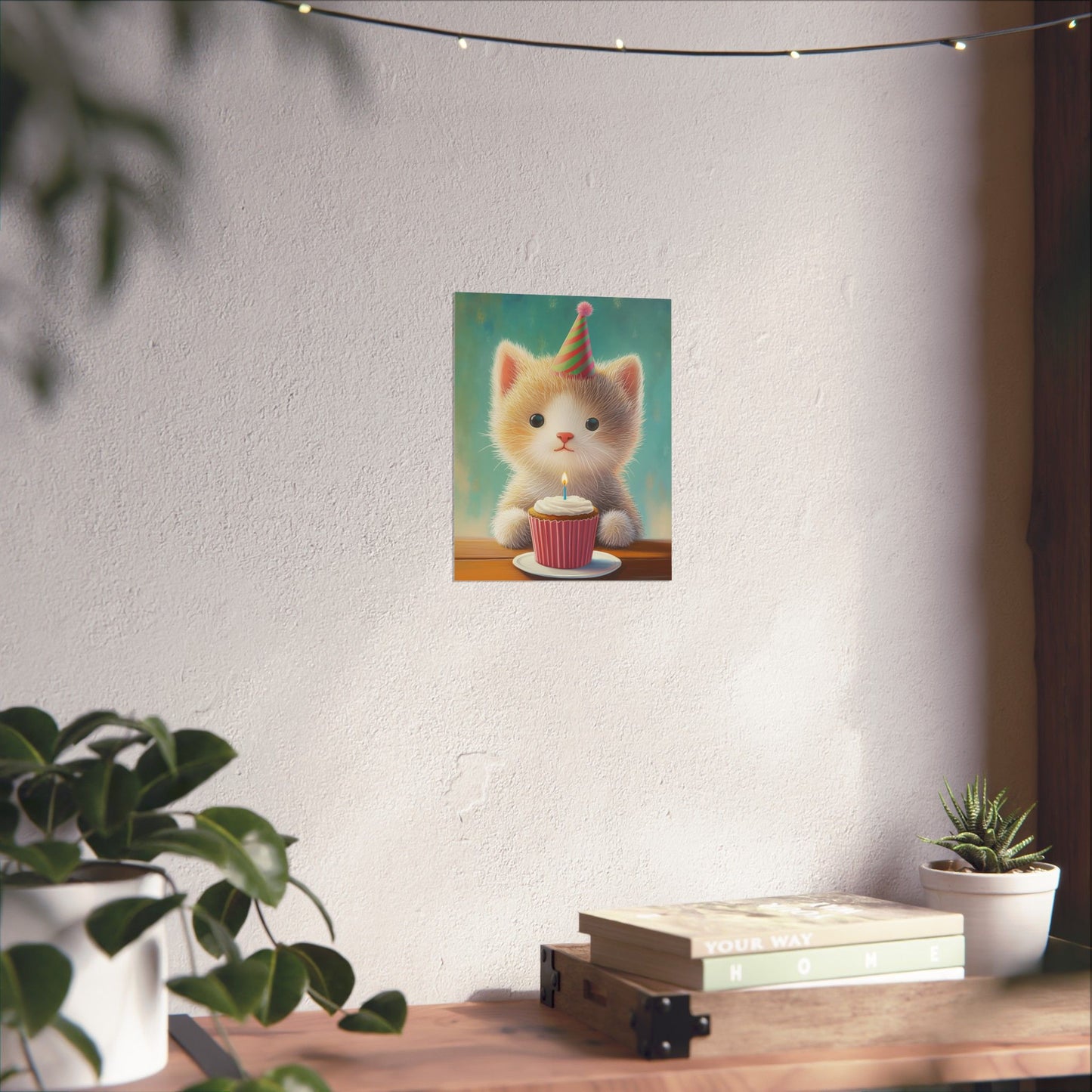 Cute Kitten Birthday Poster - Cat Café - Whimsical Animals - Adorable Kitten Wall Art