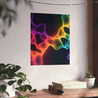 Vibrant Spectrum Abstract Poster - Colorful Wavelengths Energetic Art Print - Black Light Art - Spectrum of Light Wall Art