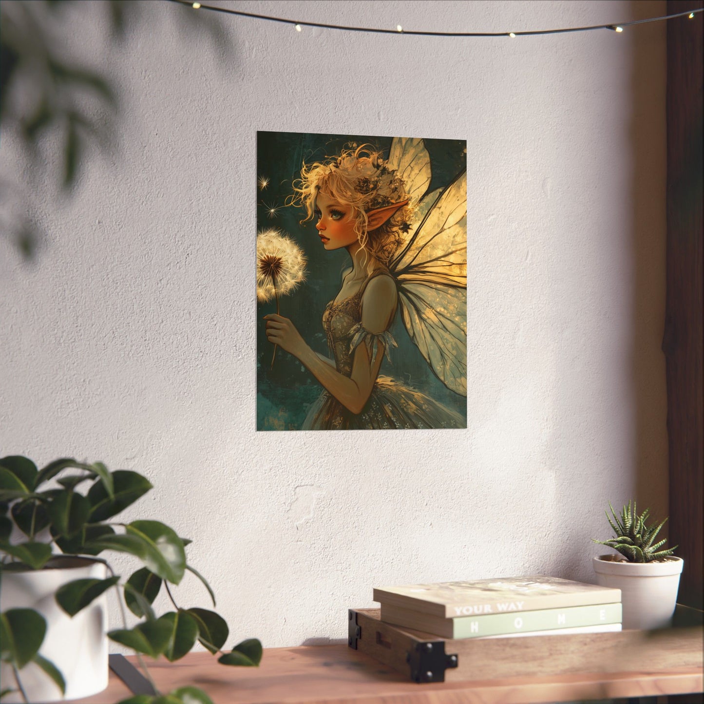 Best Wishes For You - Fairy with Dandelion - Flowers & Fairies Series - Enchanting Wall Art - Vertical Poster - Whimsical Wall Art for Dreamers