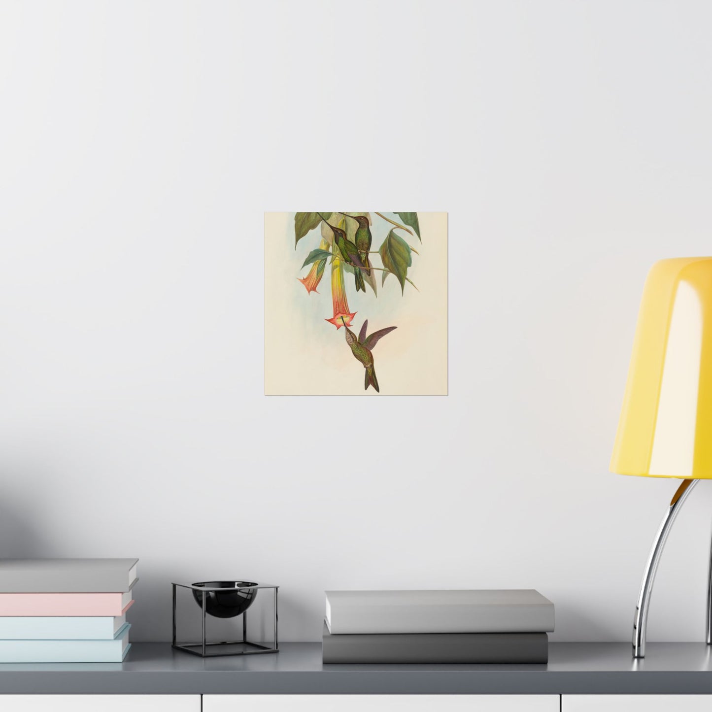 Hummingbird Botanical Art Print - Matte Vertical Poster - Nature Inspired Wall Art - Vintage Bird Watcher Art