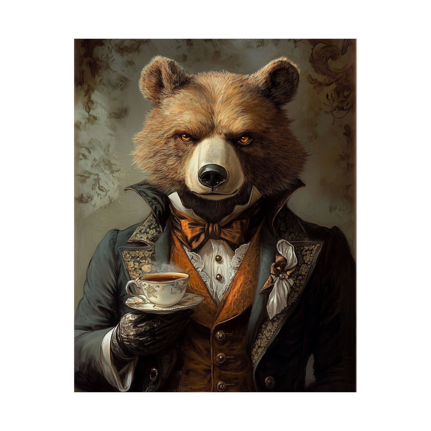 Well, Excuse Me - The Gentleman - Bear Portrait - Whimsical Animals - Poster - Unique Wall Art
