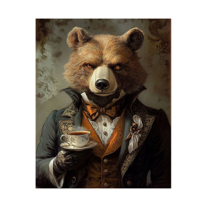 Well, Excuse Me - The Gentleman - Bear Portrait - Whimsical Animals - Poster - Unique Wall Art