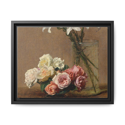 Henri Fantin-Latour : Roses and Lilies (1888) - Giclee Fine Art Print - Museum Collection Framed Canvas Print
