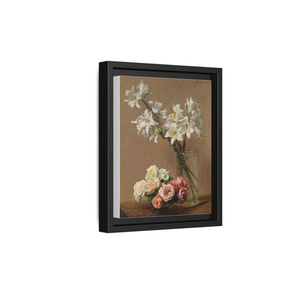 Henri Fantin-Latour : Roses and Lilies (1888) - Giclee Fine Art Print - Museum Collection Framed Canvas Print