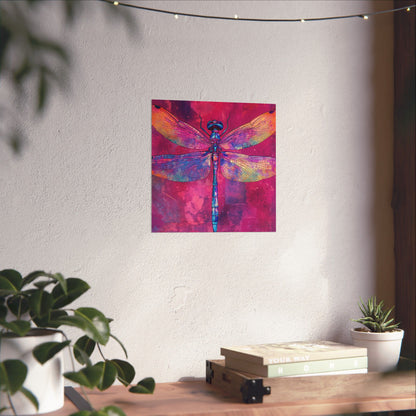 Magenta Dragonfly Watercolor Art Print - Matte Vertical Posters