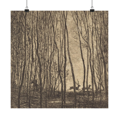 Deer Running Through Woods Nature Fine Art Print