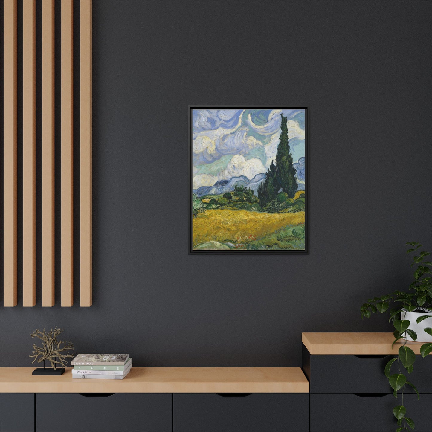Van Gogh - Wheat Field with Cypresses - Museum Collection - Framed Canvas Print