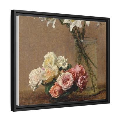 Henri Fantin-Latour : Roses and Lilies (1888) - Giclee Fine Art Print - Museum Collection Framed Canvas Print