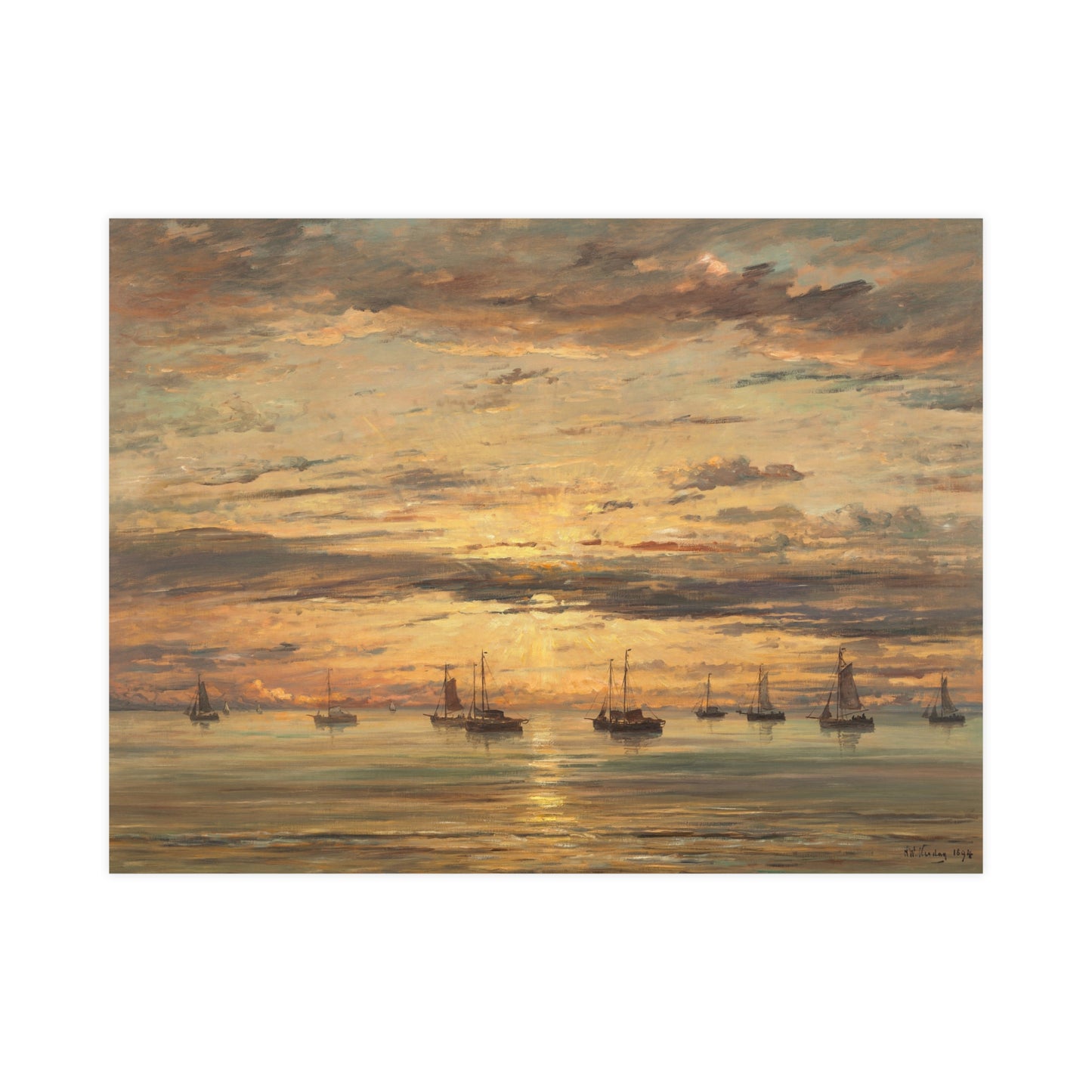 Sunset at Scheveningen - Dutch Maritime Fine Art Poster