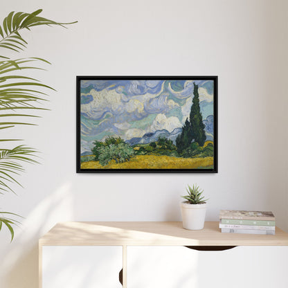 Van Gogh - Wheat Field with Cypresses - Museum Collection - Framed Canvas Print