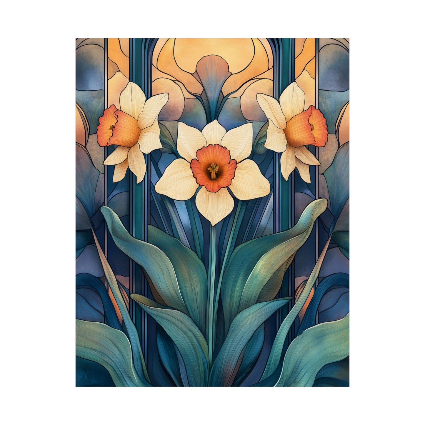Elegant Daffodil Floral Fine Art Print - Matte Vertical Poster - Daffodil Art Print for Home Décor