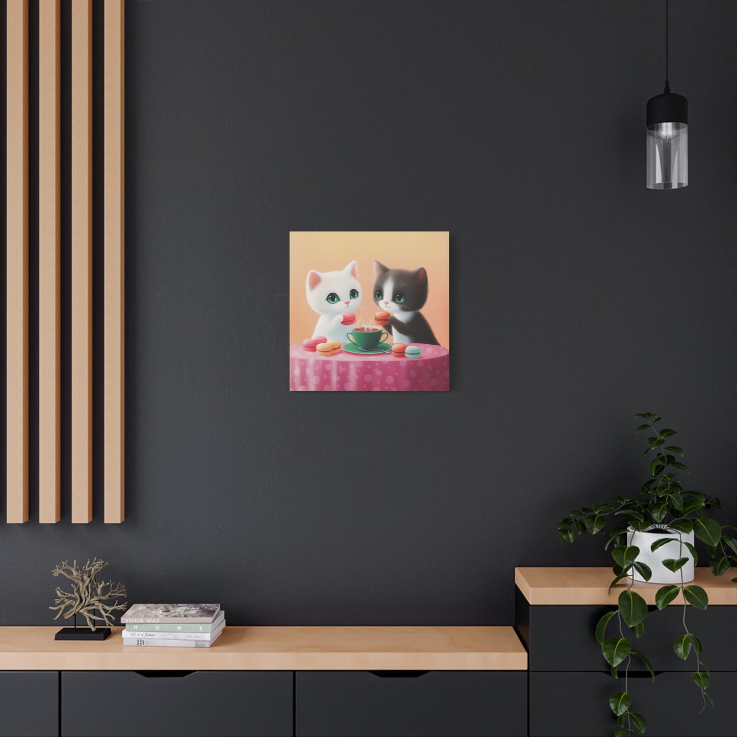 Whimsical Kitty Tea Time - Wall Art & Home Décor - Cute Cat Canvas Art
