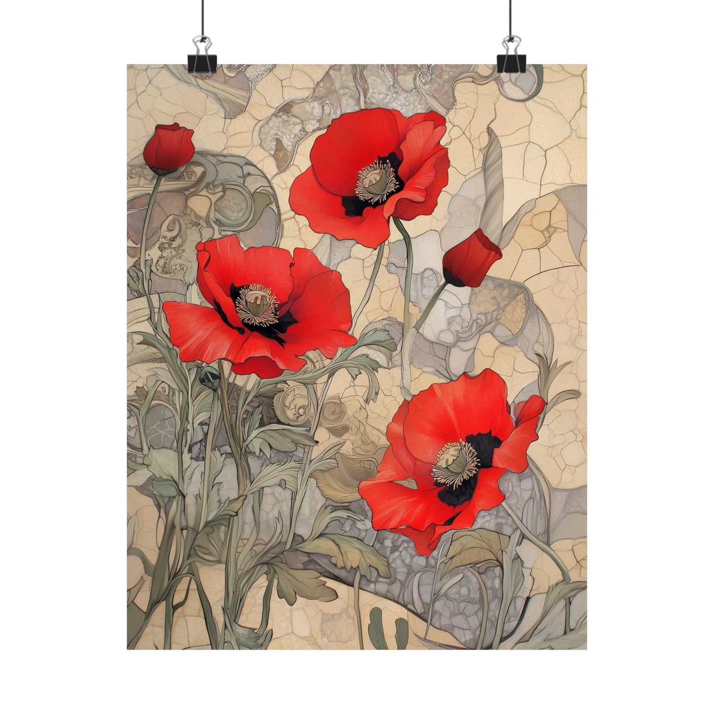 Pretty Poppy Fine Art Print - Floral Matte Vertical Poster – Artwork for Home Décor