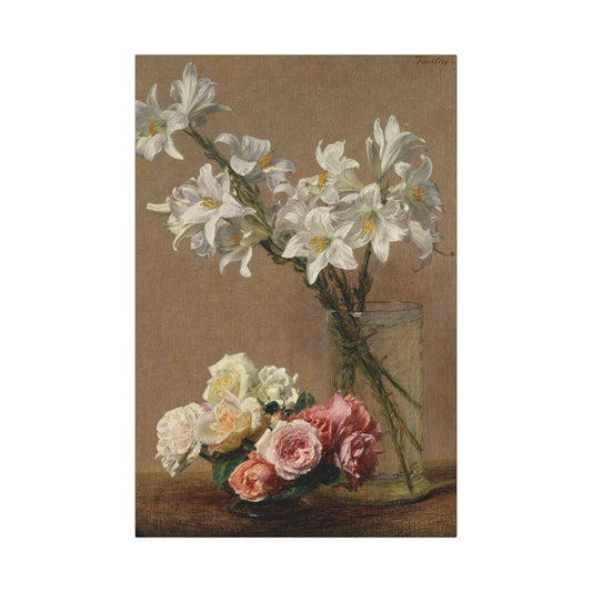 Henri Fantin-Latour : Roses and Lilies (1888) - Giclee Fine Art Print - Museum Collection Art Wrap
