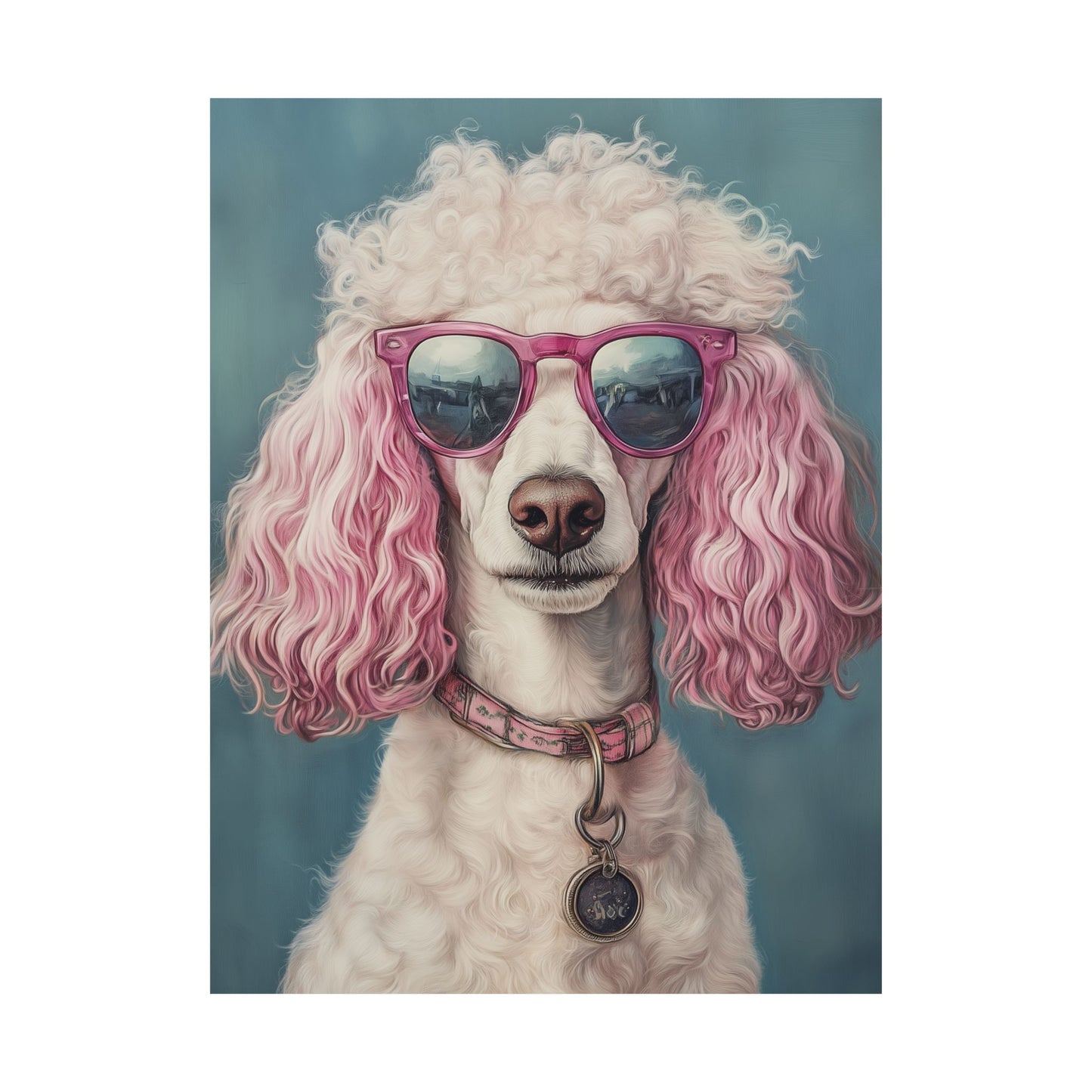 Poodle with Pink Sunglasses - Fine Art Print Poster - Whimsical Animals Series - Wall Art for Dog Lovers