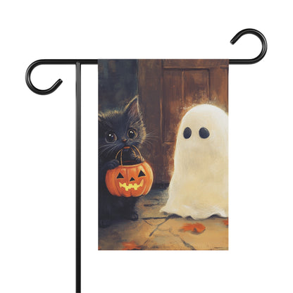 Trick or Treat Kitten & Friendly Ghost - Halloween Decoration - Garden & House Banner