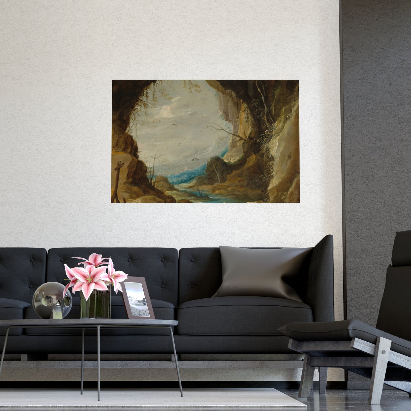 Vista from a Grotto - Romantic Cave Landscape Fine Art Poster