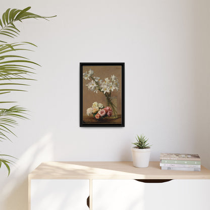 Henri Fantin-Latour : Roses and Lilies (1888) - Giclee Fine Art Print - Museum Collection Framed Canvas Print