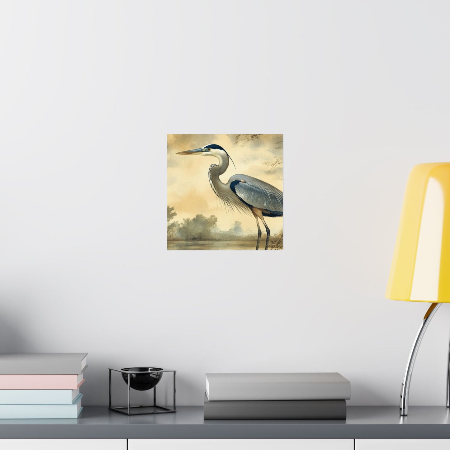 Elegant Blue Heron Coastal Fine Art Print