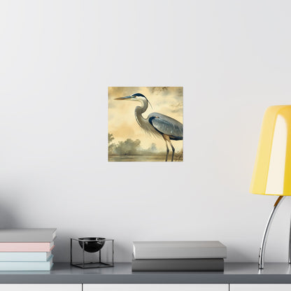 Elegant Blue Heron Coastal Fine Art Print