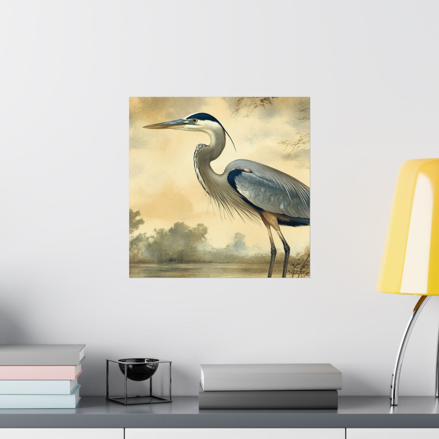 Elegant Blue Heron Coastal Fine Art Print