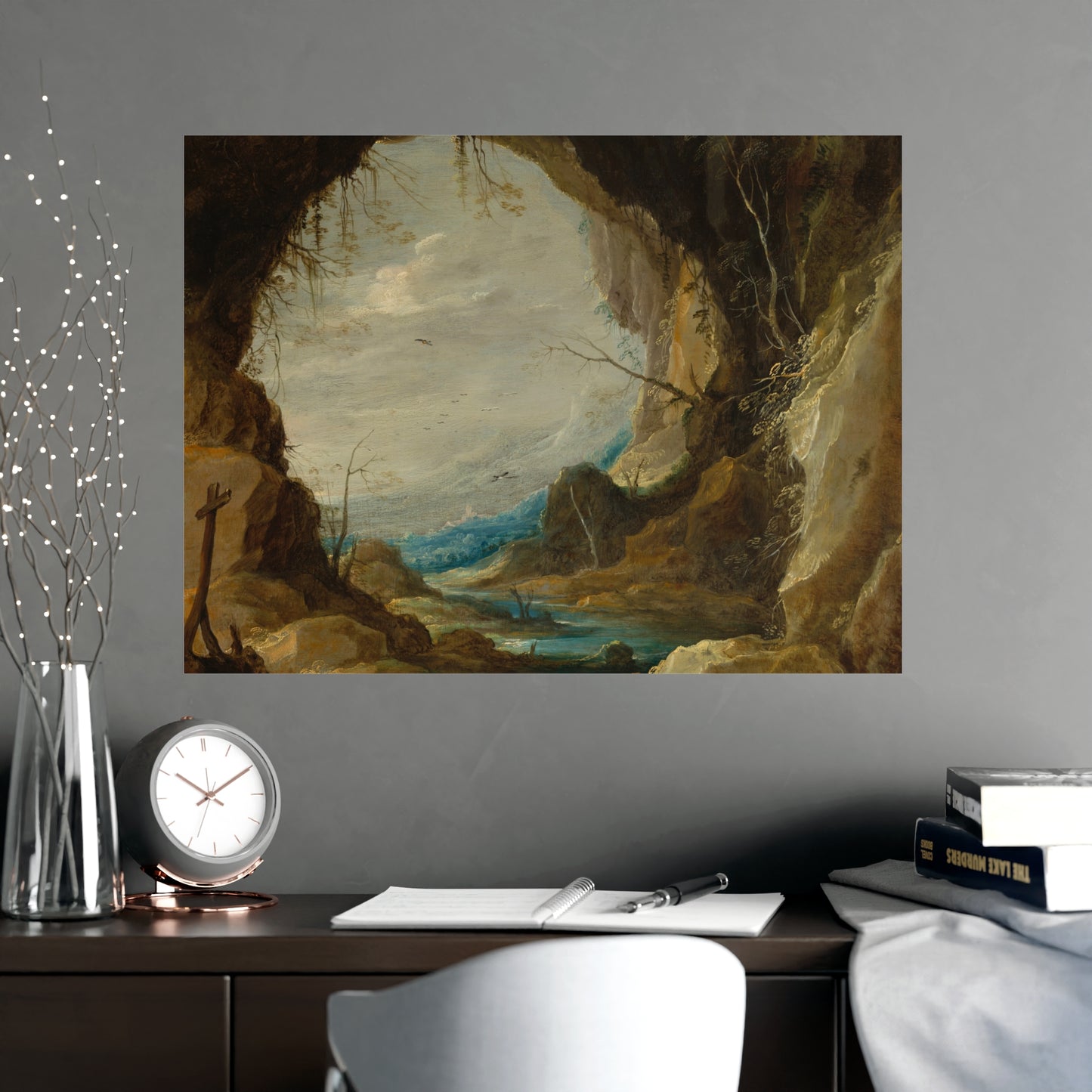 Vista from a Grotto - Romantic Cave Landscape Fine Art Poster