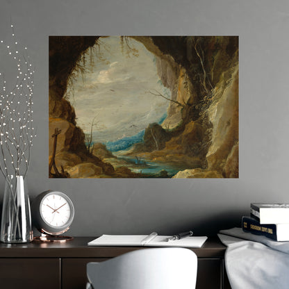 Vista from a Grotto - Romantic Cave Landscape Fine Art Poster