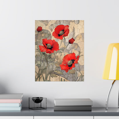 Pretty Poppy Fine Art Print - Floral Matte Vertical Poster – Artwork for Home Décor