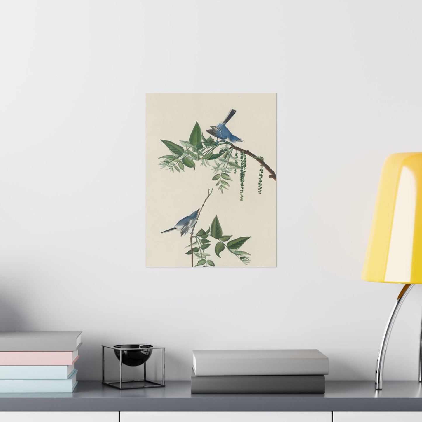 Vintage Bluebirds Botanical Print - Nature-Inspired Art - Matte Vertical Poster with Bluebirds