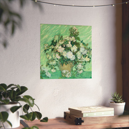 White Roses Painting - Fine Art Prints - Vintage Painting Prints - Elegant Floral - Matte Vertical Poster - White Roses Art Print