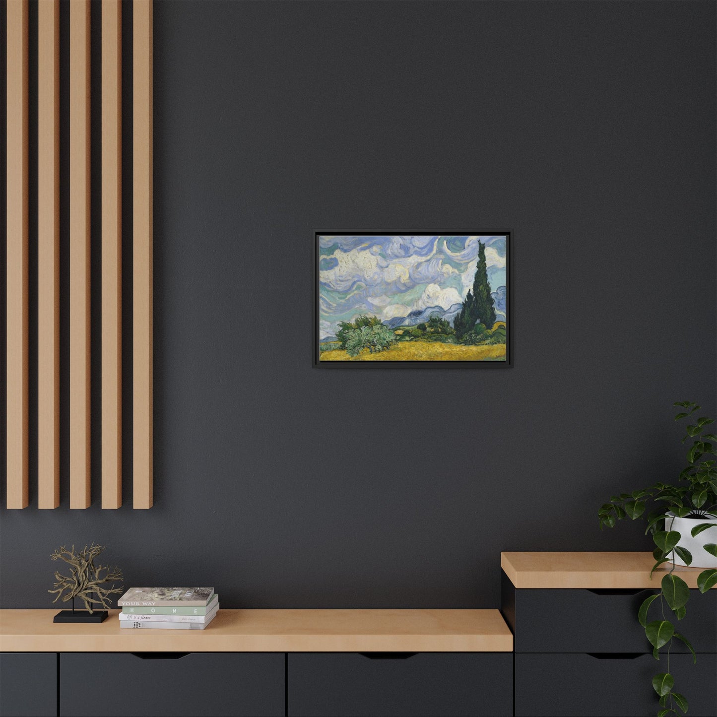 Van Gogh - Wheat Field with Cypresses - Museum Collection - Framed Canvas Print