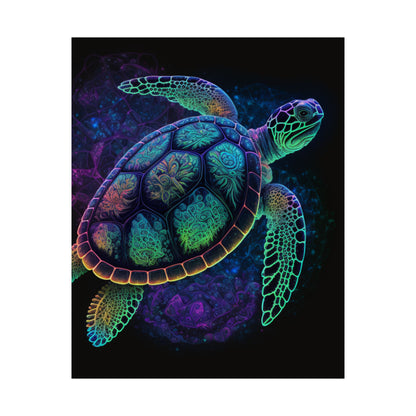 Trippy Turtle - Nautical Fine Art Print - Matte Vertical Poster - Ocean Art for Beach Lovers
