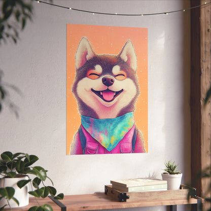 Shiba Inu So Happy - Matte Vertical Poster - Brighten Your Space with Joy - Love Dogs - Wall Art