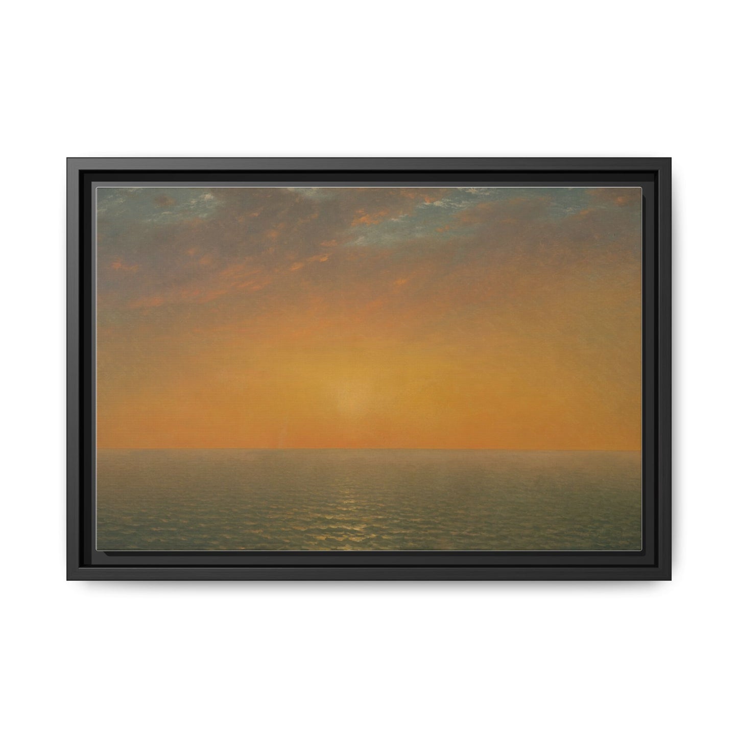 John Frederick Kensett : Sunset on the Sea (1872) - Museum Collection - Framed Canvas Print