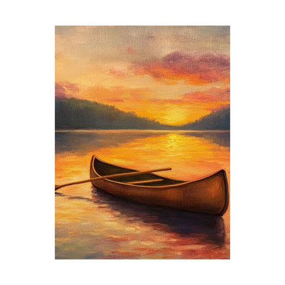 Summer Sunset Canoe on Lake Fine Art Print