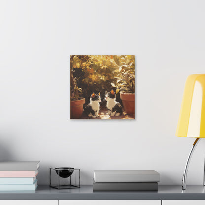 Kittens Conspire  - Garden Friends Series - Fine Art Print on Canvas