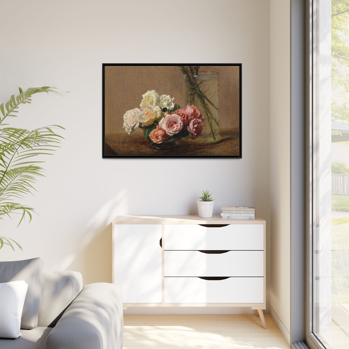 Henri Fantin-Latour : Roses and Lilies (1888) - Giclee Fine Art Print - Museum Collection Framed Canvas Print